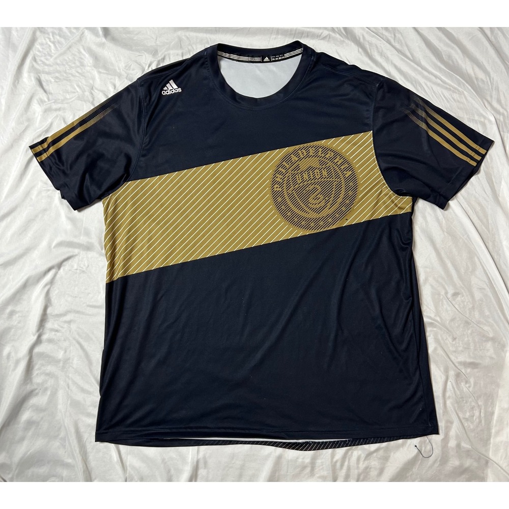 Adidas Philadelphia Union MLS Soccer Training Shirt Navy Gold Mens 2XL Climalite